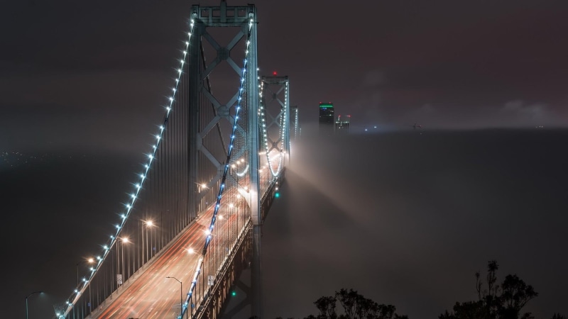 san francisco, united states, mist, california, bridge, san francisco bay, fog, misty, tourist attraction, 1080P, city lights, foggy, landmark, darkness