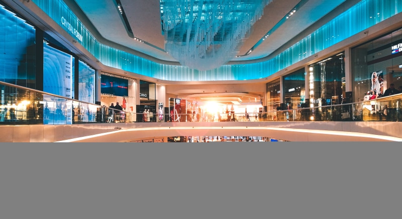 shops, built structure, retail, concrete, lighting equipment, blue, inside, luxury, city, store, nature, modern, travel destinations, shopping center, architecture