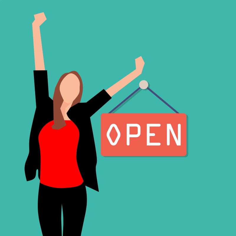 studio shot, small business, hours, success, communication, less, local, sign, woman, blue, open, one person, human arm, female, human limb, adult, opening