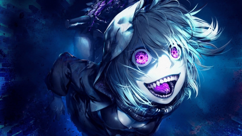 purple eyes, manga, Re-Class Battleship, 1080P, Kantai Collection, scary face, anime