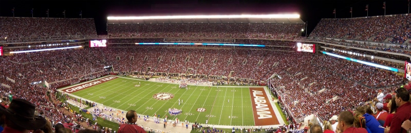 excitement, outdoors, crimson, alabama, crowd, illuminated, night, men, looking, 4K, positive emotion, soccer field, football, soccer, crowds, group of people