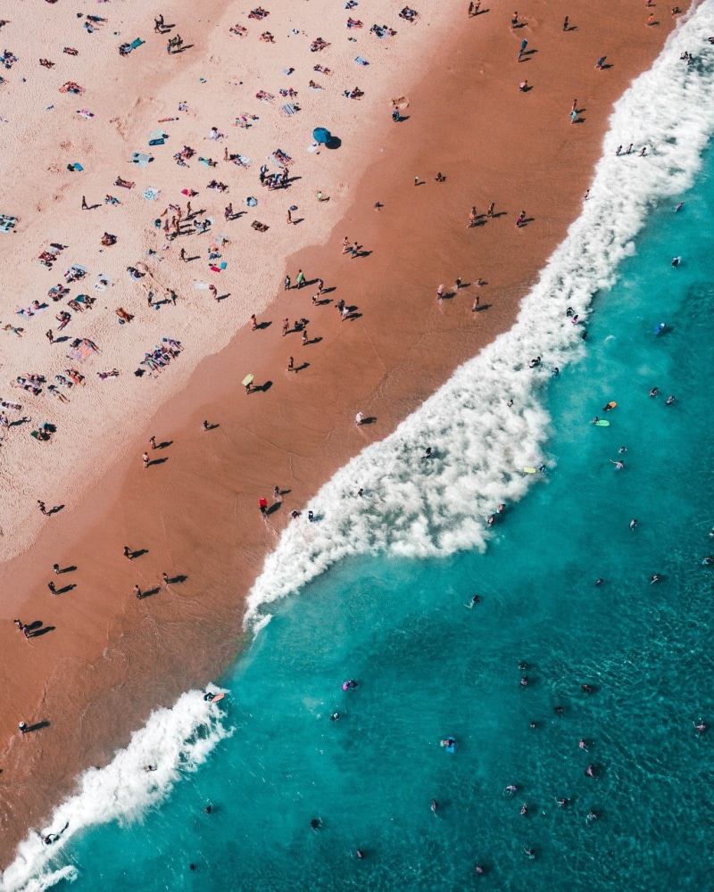 holiday, landscape, water, trip, sand, beauty in nature, turquoise colored, high angle view, seashore, travel destinations, crowds, drone photo, scenics - nature