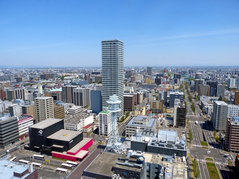 city, architecture, building, nature, built structure, residential district, odori park, cityscape, buildings, road, hokkaido, aerial, modern, crowded