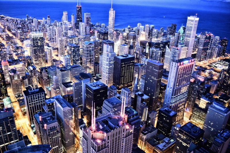 office Building, chicago, shot, crowd, residential district, office, uSA, city, new York City, famous Place, twilight, 4K, built Structure, sky, crowded