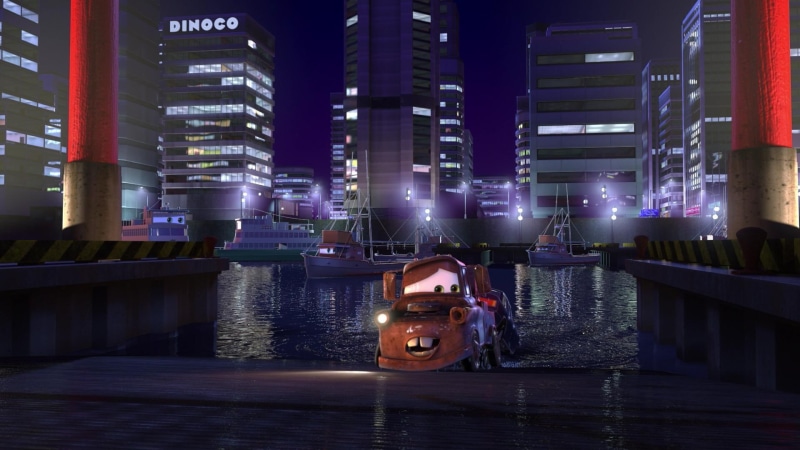 Stories Of The Master, building, 1080P, race, Pixar, machine, Multiki, animated film, Mater, Walt Disney, the city, World Grand Prix, racing, lights, Maters Tall Tale