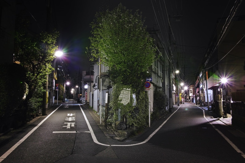 night, city, nature, sign, motor vehicle, diminishing perspective, illuminated, lighting equipment, Japan, direction, photography, transportation, road