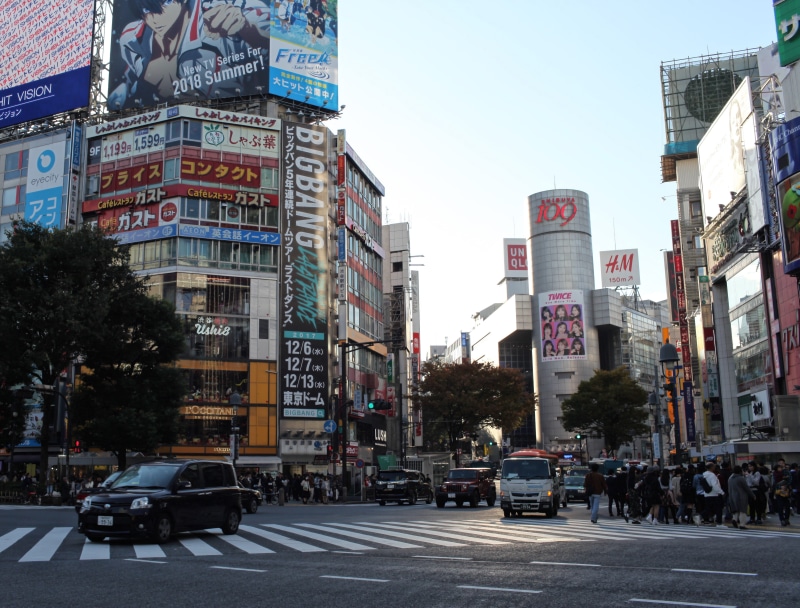 land vehicle, 4K, tokyo, building exterior, road, motor vehicle, tall - high, city street, transportation, skyscraper, shibuya, built structure, nature