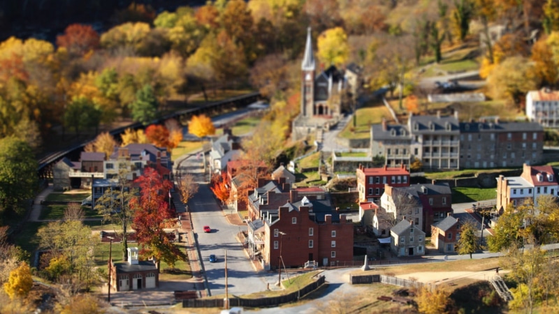church, aerial View, architecture, tree, autumn, townscape, houses, fall, scenics, town, roof, residential district, selective, street, outdoors, history