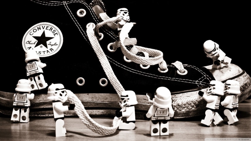 creativity, sneaker, figurine, human representation, star, male likeness, still life, LEGO, top, 1080P, statue, shoes, table, Star Wars, black, sculpture