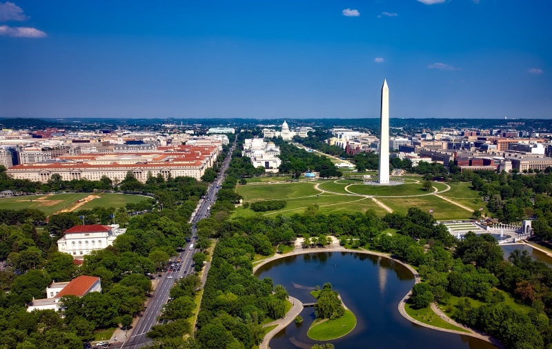 plant, city, famous Place, urban, street, aerial, 1080P, national mall, view, outdoors, cityscape, park, sky, travel destinations, residential district