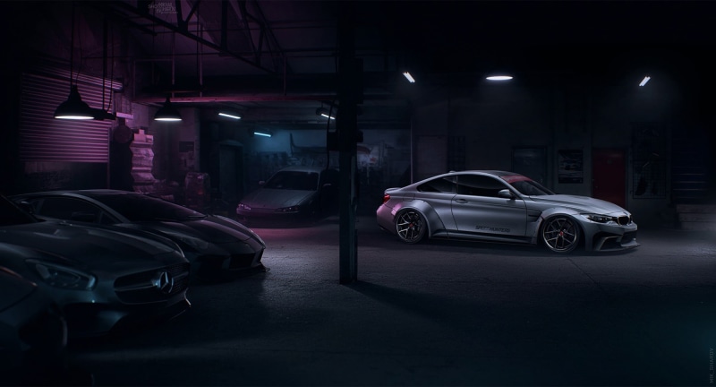 land vehicle, car, motion, indoors, garage, motor vehicle, road, night, luxury, 1080P, transportation, built structure, no people, mode of transportation