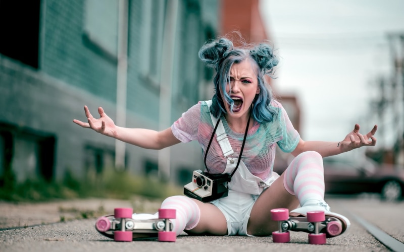 women, roller skates, model, camera, 720P