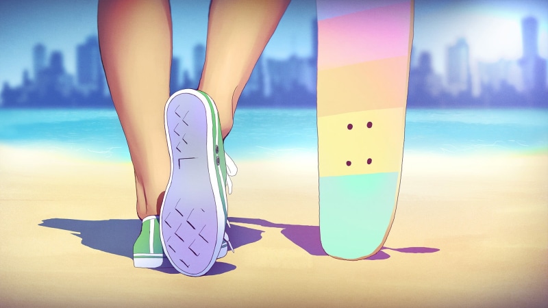 surfboard, sky, lifestyles, relaxation, standing, healthy Lifestyle, sand, legs, tropical Climate, shoes, backgrounds, people, vector, vacations, human Foot