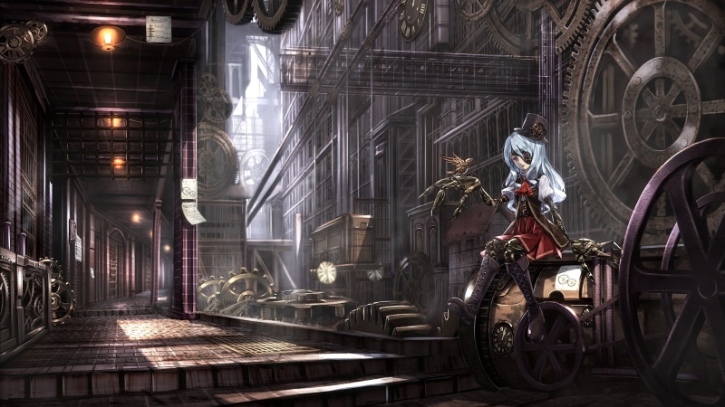 white, anime girls, steampunk, anime, illustration, girl, 2K, haired