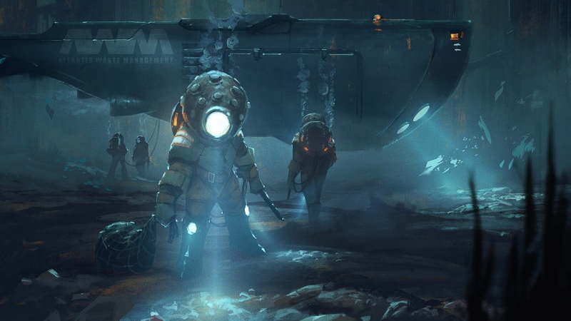 Steampunk, Sci Fi, Diver, Submarine, 1080P, Underwater