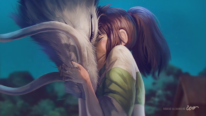 Movie, Studio Ghibli, Haku (Spirited Away), day, nature, real people, obscured face, waist up, women, hairstyle, profile view, leisure activity, blond hair