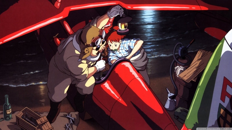 cartoon, lifestyles, adult, high angle view, Porco Rosso, mid adult men, Studio Ghibli, outdoors, day, two people, anime, representation, leisure activity