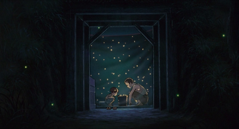 night, women, dark, 720P, two people, females, emotion, plant, celebration, studio ghibli anime grave of the fireflies, nature, offspring, togetherness