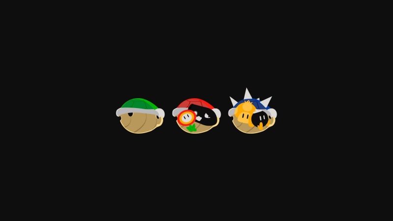 dark, group of objects, 1080P, variation, studio shot, indoors, still life, green color, close-up, multi colored, creativity, animal representation, Mario Kart