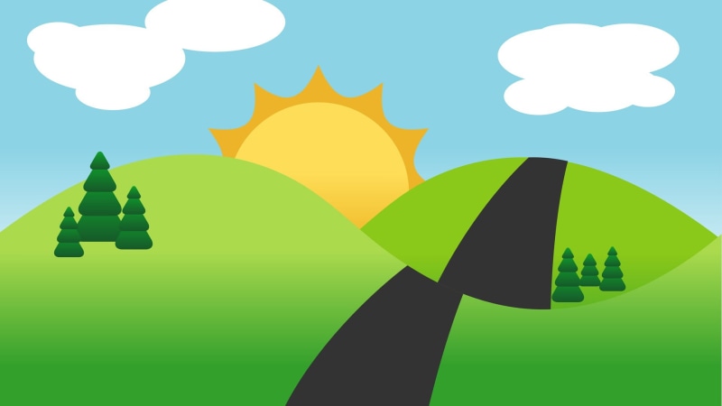 blue, road, motivation, minimalism, sun, artwork, cartoon, creativity, landscape, communication, nature, copy space, black, outdoors, 1080P, no people