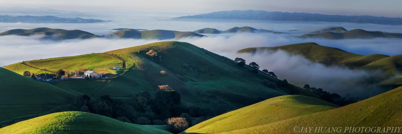East Bay, body, outdoors, brown, landscape, rural Scene, hill, Lights, Low, Fog, Layers, Spring Green, Green  Spring, agriculture, Rolling Hills, meadow