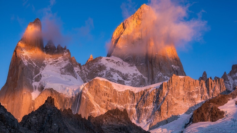 el chalten, fitz roy, summit, wilderness, peak, national park, monte fitz roy, mountain, 1080P, argentina, rugged, mt fitz roy, rock formation, los glaciares national park