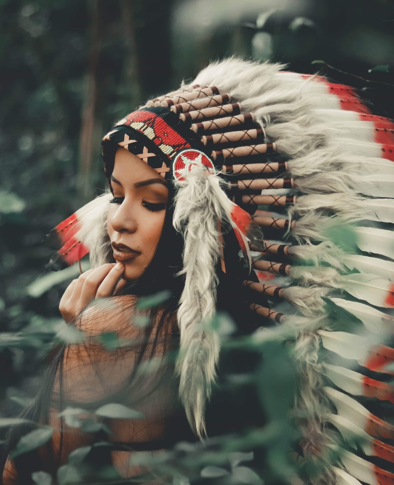 lady, celebration, women, female model, young, close-up, front view, headdress, hand, attractive, hair, pose, daylight, outfit, lips, portrait, posing