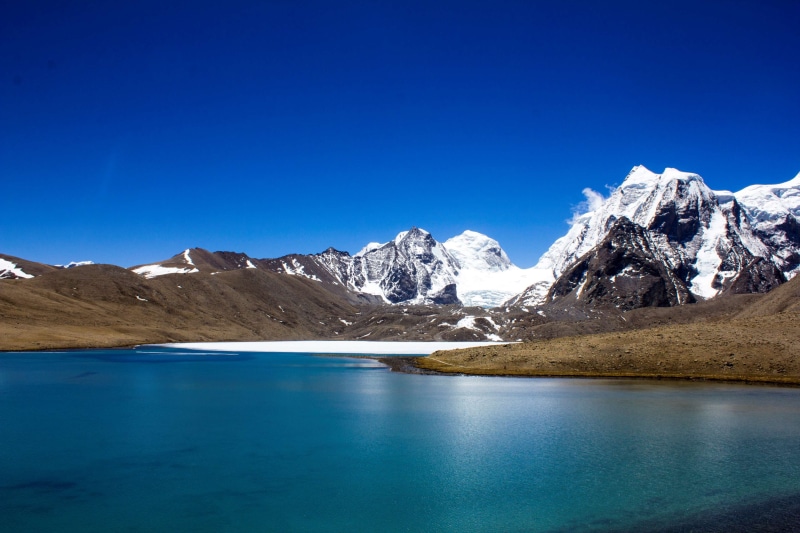 mountain, ice, scenics - nature, glacier, himalayas, mountain peak, snow, tranquil scene, snowcapped mountain, clear sky, landscape, daylight, 4K, winter