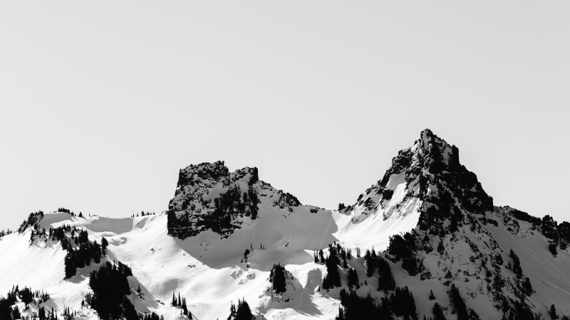 daytime, Pacific Northwest, washington, outdoors, Mt. Rainier National Park, Far Away, 2L, contrast, nature, Canon EOS 5D Mark III, black and white, mountains