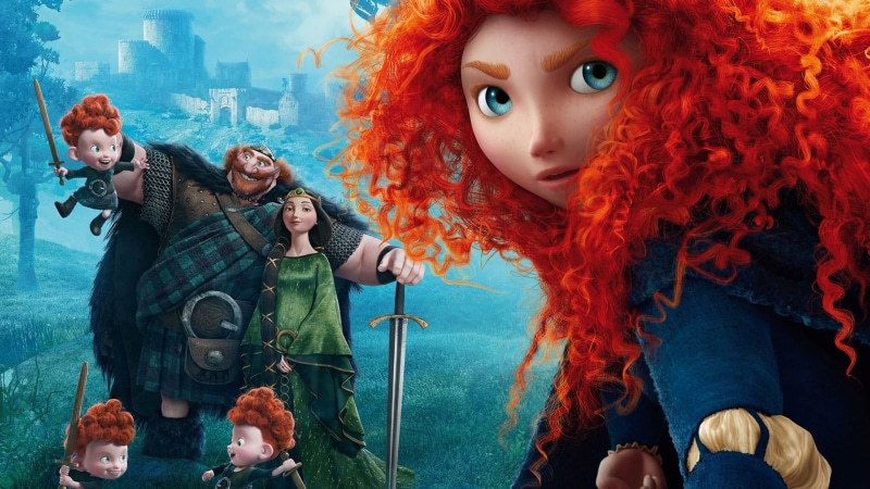 animated movies, looking at camera, warm clothing, Brave, scarf, young men, two people, lifestyles, young adult, young women, real people, leisure activity