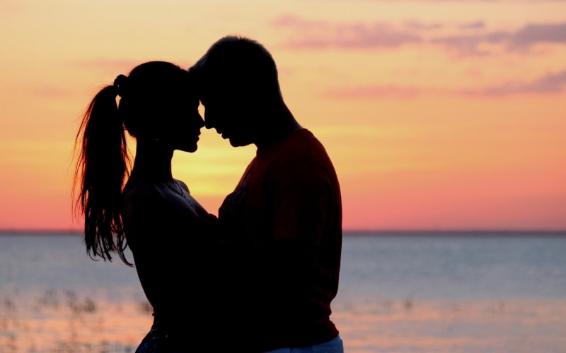 two People, caucasian Ethnicity, 2K, relaxation, orange color, couple, beautiful, leisure Activity, sunset, couple - Relationship, smiling, cheerful, dusk
