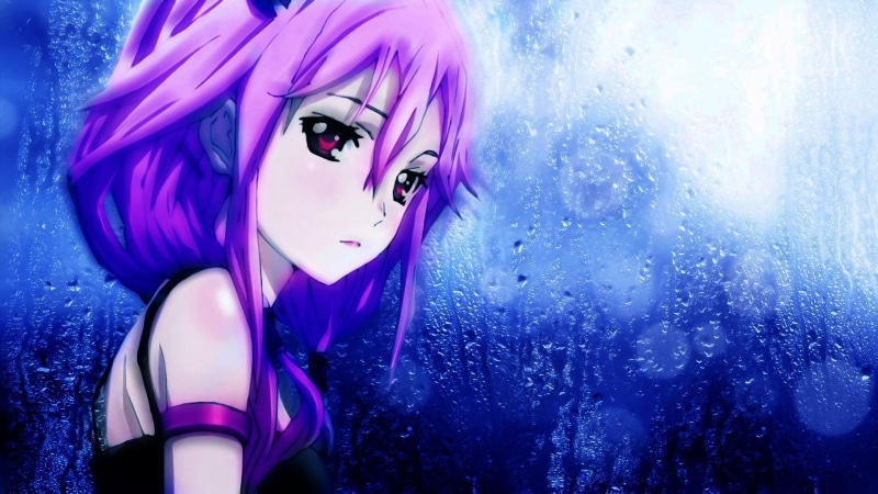 young women, one person, Guilty Crown, make-up, hairstyle, 1080P, portrait, pink hair, anime girls, fashion, human face, pink color, beautiful woman, purple