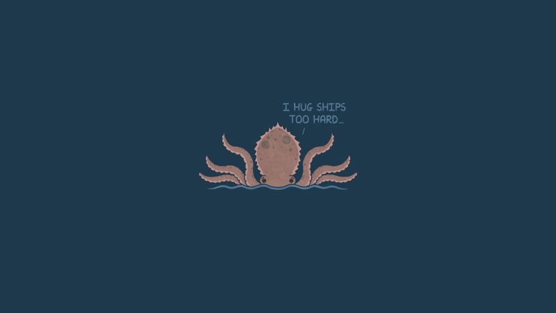 1080P, studio shot, star - space, space, Kraken, ships, sky, communication, animals, no people, bird, copy space, artwork, minimalism, octopus, animal representation