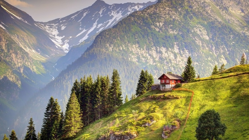 environment, mountain peak, scenics - nature, tranquil scene, snowcapped mountain, green color, non-urban scene, outdoors, idyllic, mountains, nature, day