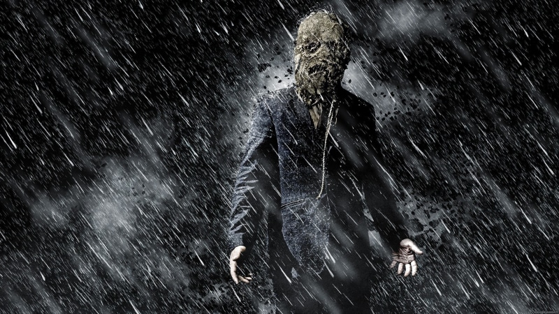 splashing, movies, swimming pool, black, rain, outdoors, jacket, lifestyles, day, The Dark Knight Rises, wet, men, motion, 1080P, enjoyment, Scarecrow (character)