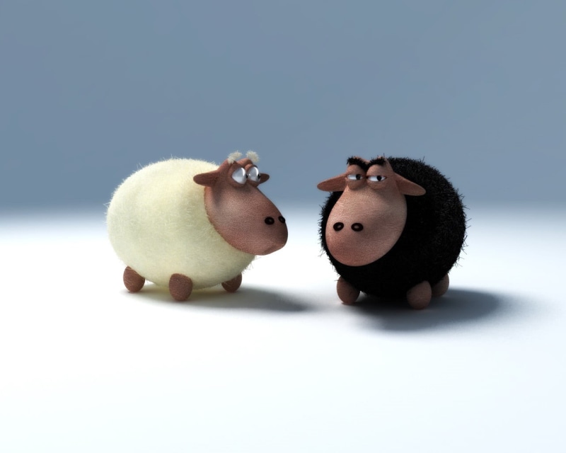 two, creativity, sheep, blue background, human representation, indoors, blue, mammal, no people, figurines, copy space, 720P, studio shot, representation
