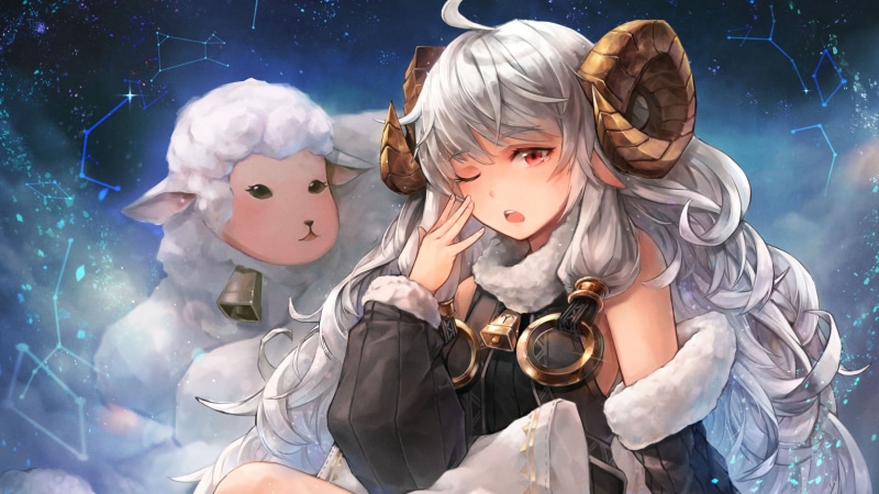 Sheep, Anime, Girl, Original, White Hair, Red Eyes, 2K