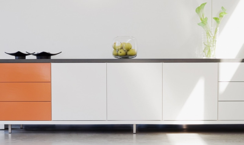 fruit, tables, home interior, healthy eating, apple - fruit, sideboard, orange, indoors, white color, vase, interior, dieting, furniture, no people, animal themes