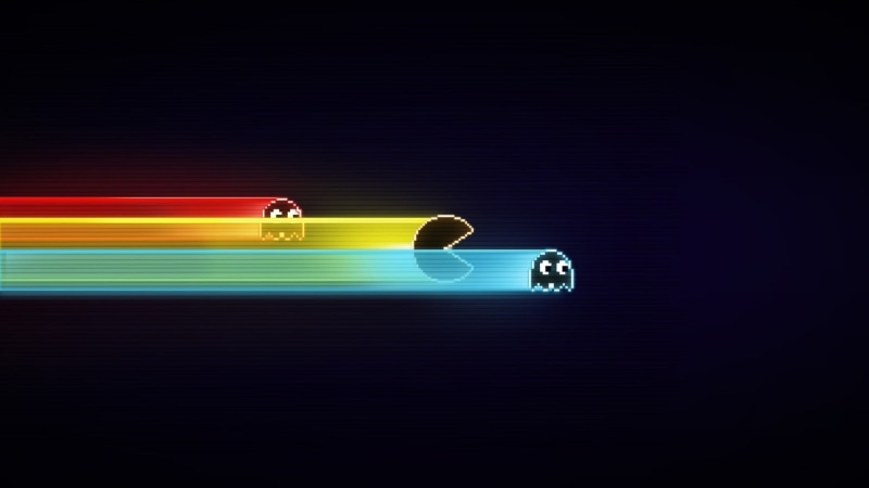light - natural phenomenon, speed, Pac-Man, number, simple, backgrounds, minimalism, mash-ups, video games, 1080P, lighting equipment, retro games, motion