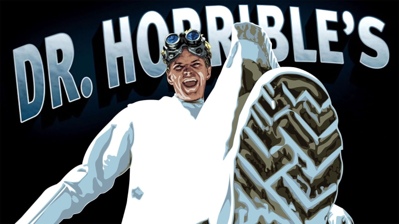 western script, Dr. Horribles Sing Along Blog, emotion, real people, front view, mouth open, close-up, indoors, day, happiness, success, Dr. Horrible, communication