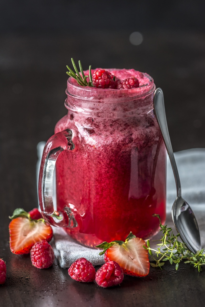 cold, mixed berry, beverage, juice, strawberry, kitchen utensil, mash - food state, fresh, refreshment, wellbeing, berry fruit, red, freshness, jar, menu