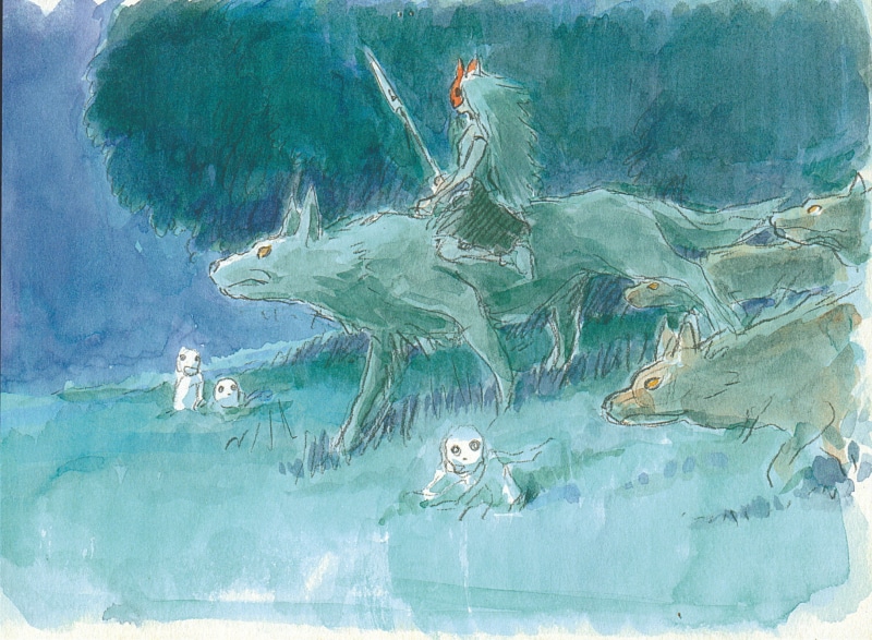 water, Ashitaka, women, land, 1080P, swimming pool, environment, nature, swimming, group of people, people, artwork, Princess Mononoke, underwater, Studio Ghibli