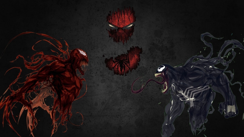 close-up, symbols, Venom, no people, Spider-Man, red, animal themes, craft, Carnage, creativity, 1080P, still life, emotion, nature, dark, flower, black background
