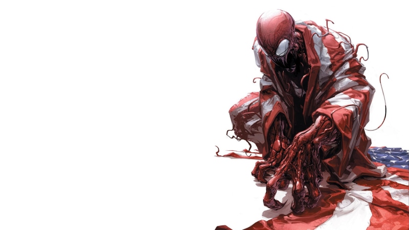 1080P, hd, spider, flag, man, american, carnage, cartoon/comic, white