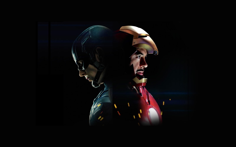 indoors, headwear, civilwar, captain, art and craft, dark, young adult, america, illustration, one person, male likeness, ironman, black background, illuminated