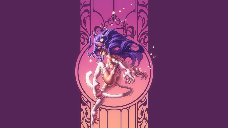 Darkstalkers, Felicia, 2K, Capcom, cat girl, tail, plain background, Marvel vs. Capcom 3, blue hair, video game characters