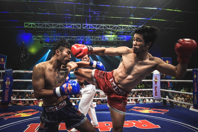 strength, boxing ring, redbull, males, effort, people, playing, 5K, sports, two, competitive sport, conflict, thai, muay thai, camboya, competition, boxing