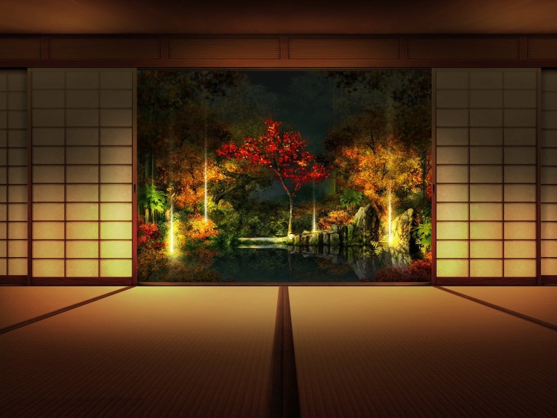 house, meditation, wall - building feature, building, illuminated, Japan, growth, indoors, decor, flooring, room, plant, red, architecture, orange color