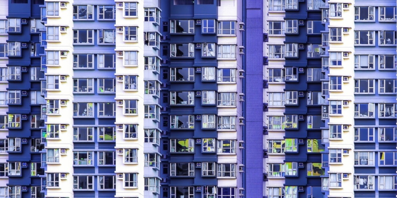 full frame, pattern, large group of objects, apartment, in a row, no people, side by side, outdoors, built structure, city, Asian architecture, repetition