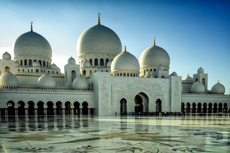 arch, dome, water, 1080P, belief, courtyard, reflecting pool, history, spirituality, flooring, travel destinations, place of worship, Asian architecture
